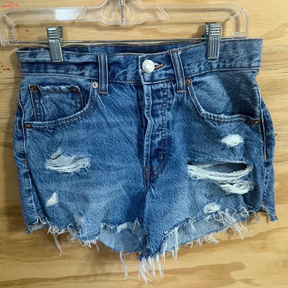 Women's Aeropostle Y2K 90s High Rise Cut-Off Shorts Denim 2